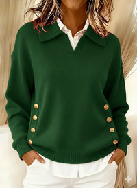 VARIETTE | COLLARED V-NECK KNIT SWEATER