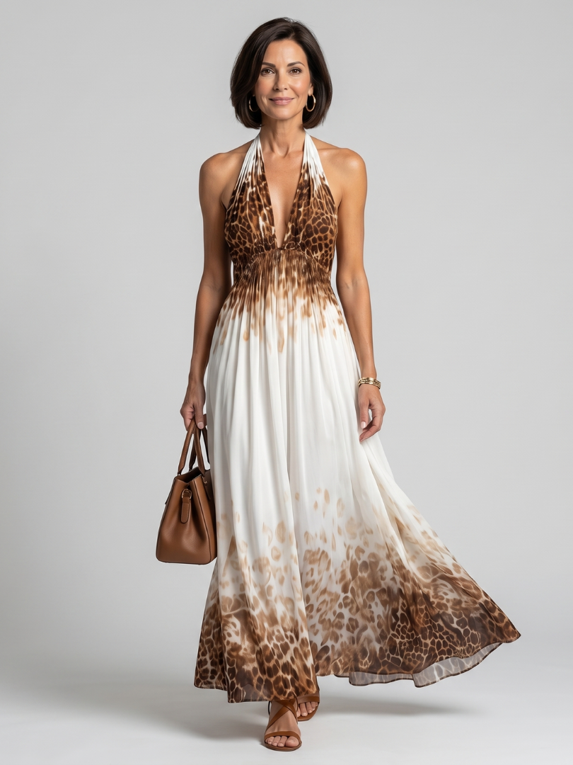 Orlune | White Pleated Midi Dress