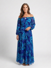 Violet & Grace | Floral Off-Shoulder Maxi Dress