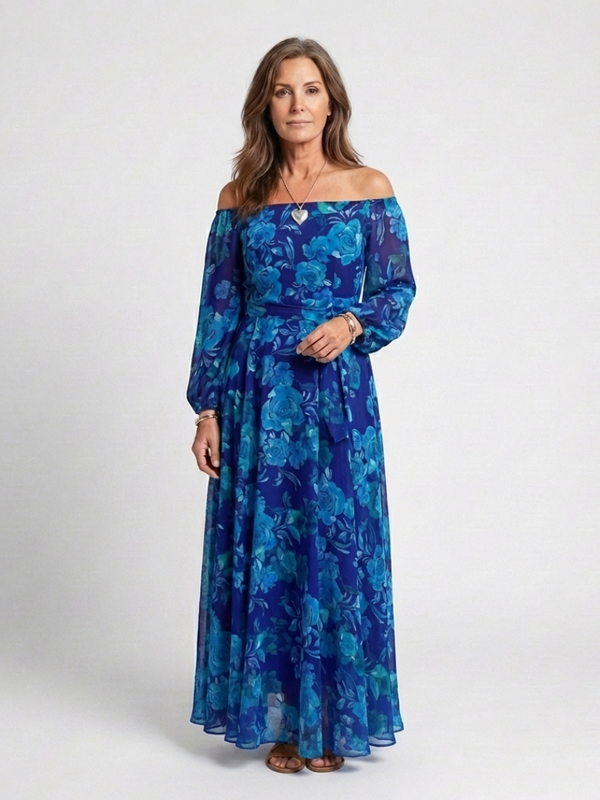 Violet & Grace | Floral Off-Shoulder Maxi Dress