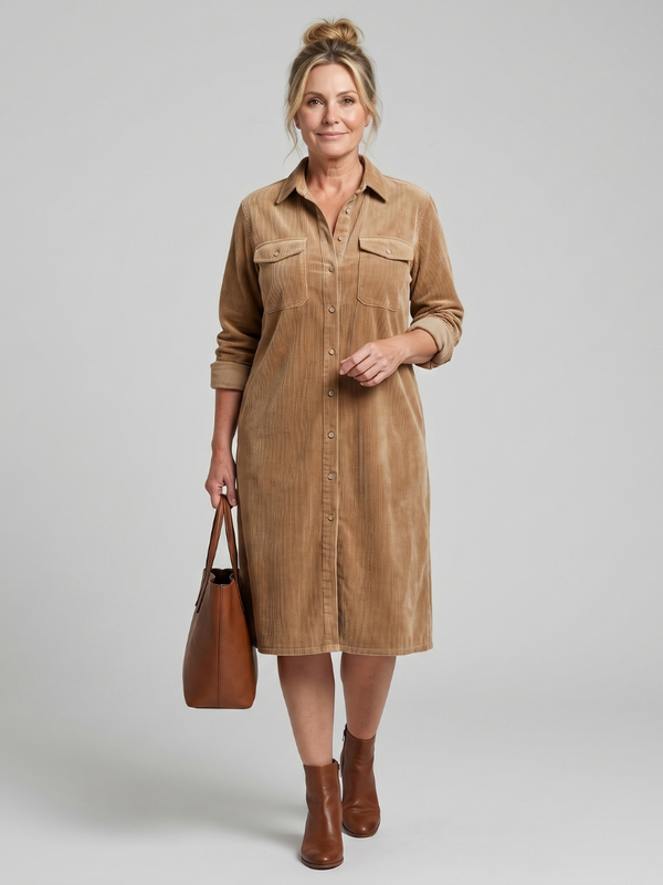 Pema | Midi Dress with Long Sleeves and Patch Pockets