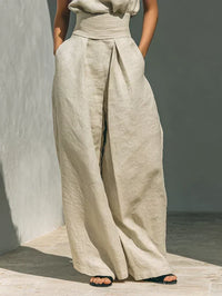 Florine | Sleeveless Top and Wide Trousers Set in Cotton and Linen