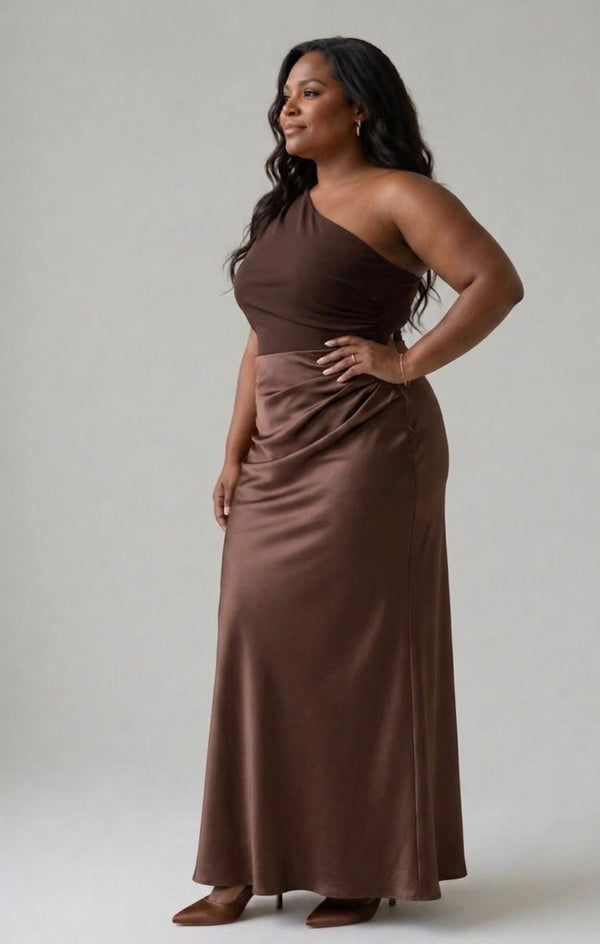 Violet & Grace | Satin Maxi Dress with Elegant Shimmer