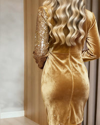 BRIAR | Shimmering V-Neck Midi Dress