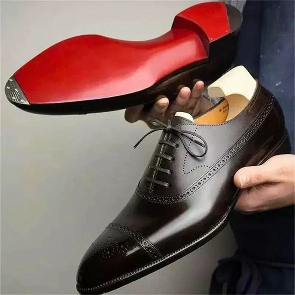 Ανδρικά δερμάτινα παπούτσια Oxford Royal Brogue σε μαύρο