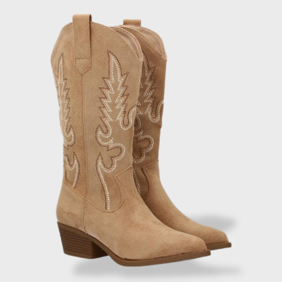 Women's Embroidered Suede Cowboy Boots