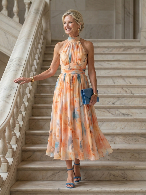 Violet & Grace | Soft Halter Midi Dress