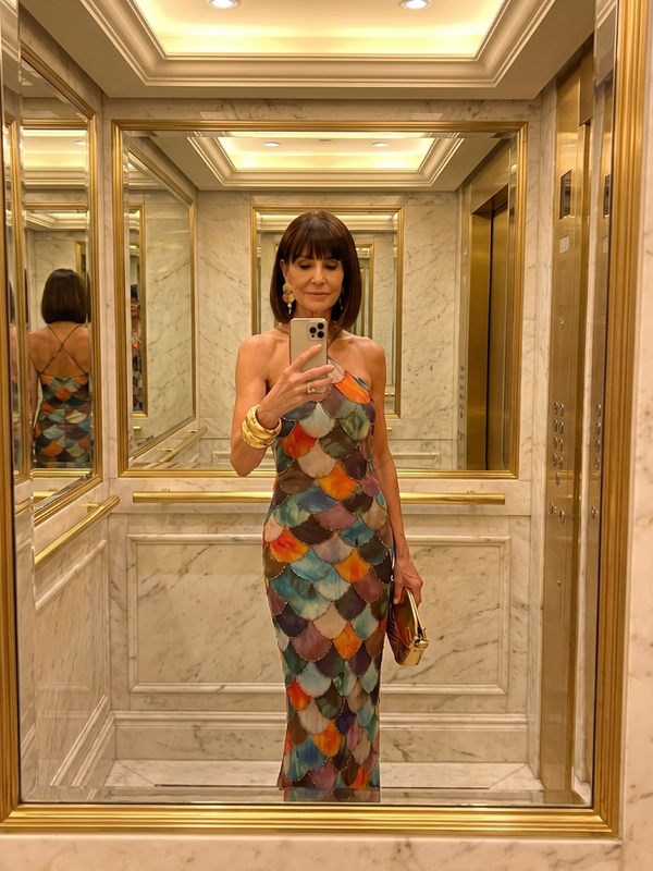 Larkin | Fitted Multicolor Maxi Dress with Scale Print