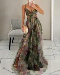 Μακρύ φλοράλ φόρεμα Marbella, συνολικό look