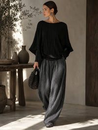 LUCIA | PLEATED BATWING TOP & WIDE-LEG PANTS SET