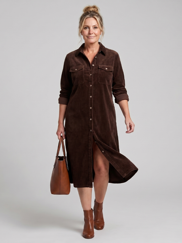 Pema | Midi Dress with Long Sleeves and Patch Pockets
