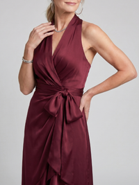 Honora | Wrap Midi Dress with Halter Neckline and Asymmetric Hem