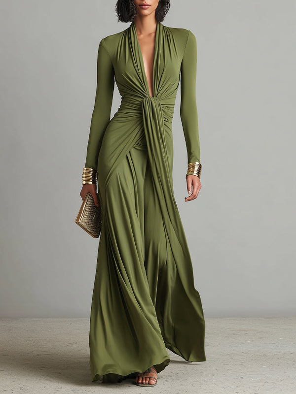 Valentine | Maxi Dress with V Neckline and Ruffles
