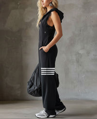 Diane | Retro Athletic Jumpsuit with Hood and Stripes