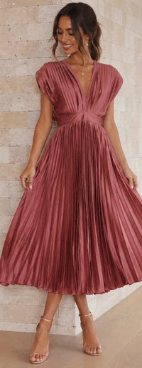 Violet & Grace | Timeless Pleated Midi Dress