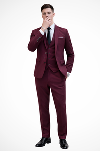 Dominic | Men Slim Fit Notch Lapel 3 Piece Wedding Guest Suit