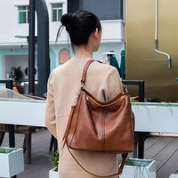 Hannah | Leather Hobo Shoulder Bag with Anti-Theft Protection