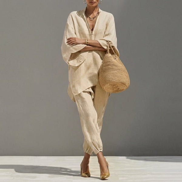 Marine | Casual Two-Piece Set with V Neckline