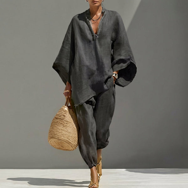 Marine | Casual Two-Piece Set with V Neckline