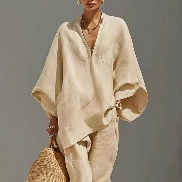 Marine | Casual Two-Piece Set with V Neckline