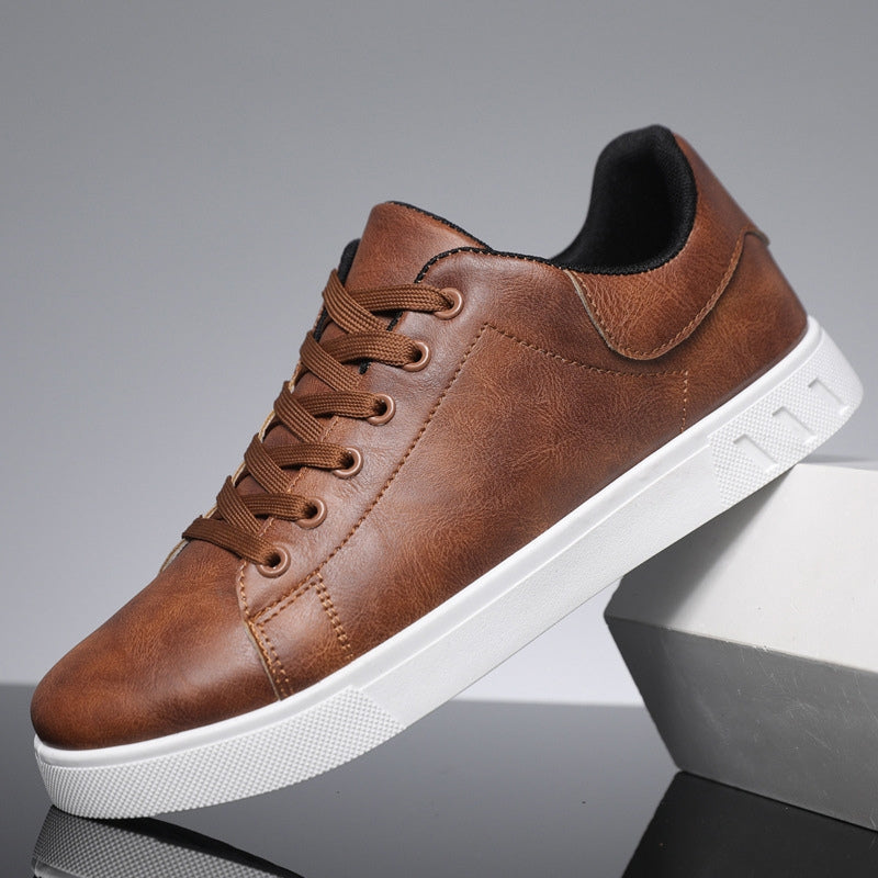 Ανδρικά δερμάτινα sneakers Vincenzo σε καφέ καρυδιάς, μπροστινή όψη