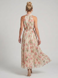 Violet & Grace | Floral Midi Dress with Halter Neckline