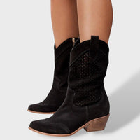 Women's Cutout Cowboy Boots with Block Heel