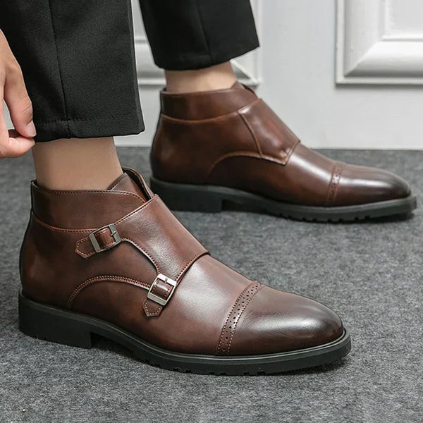 Ανδρικές μπότες monk strap Darell σε καφέ, μπροστινή όψη