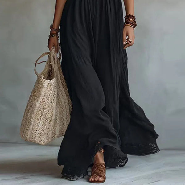 JADE | Lace Halter Maxi Dress with Open Back