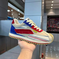 Ρετρό ανδρικά sneakers Piero σε μαύρο και κόκκινο, μπροστινή όψη