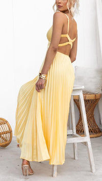 Violet & Grace | Pleated Maxi Dress with V Neckline