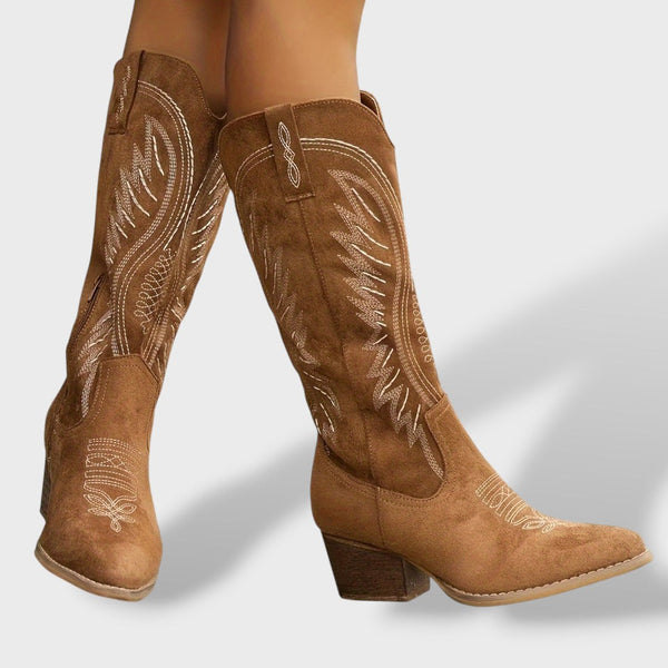 Women's Embroidered Suede Cowboy Boots
