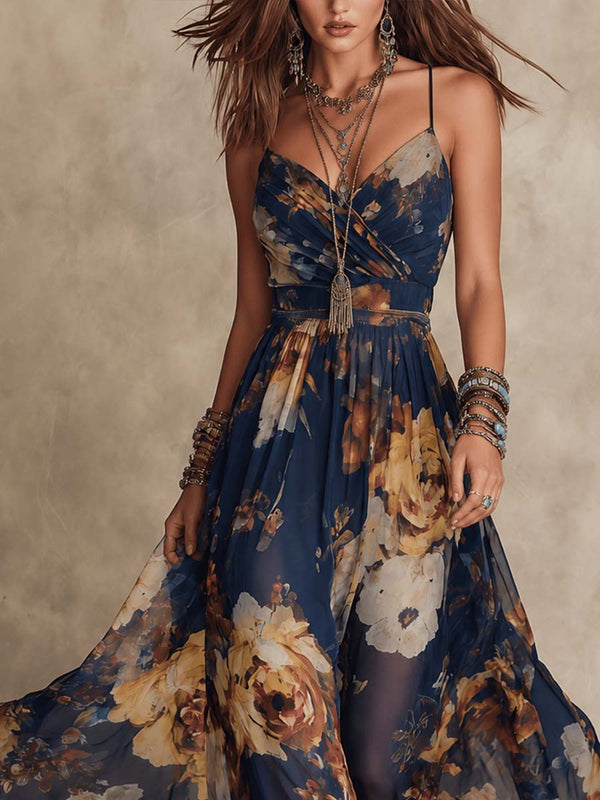Déborah | Maxi Floral Dress with Painterly Aesthetic