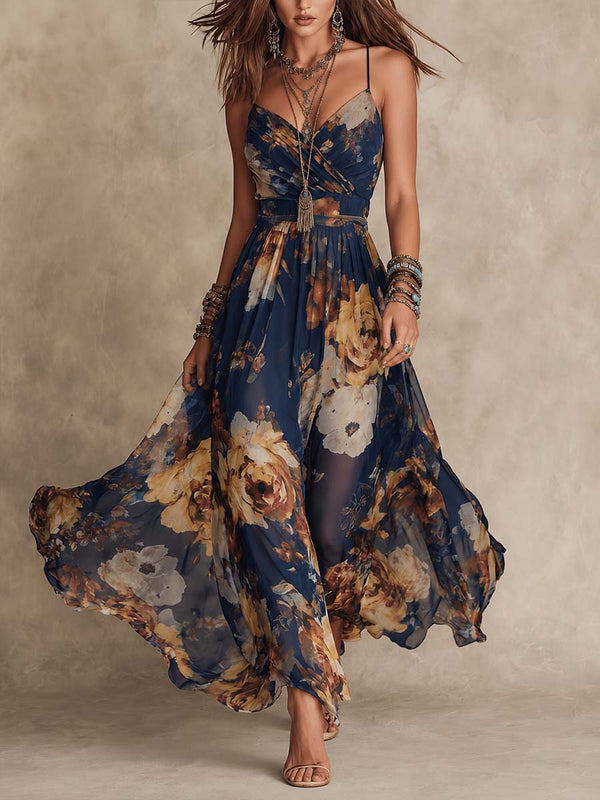 Déborah | Maxi Floral Dress with Painterly Aesthetic
