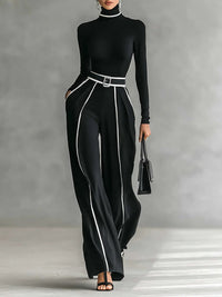 ELORA | HIGH-NECK TOP & WIDE-LEG PANTS SET