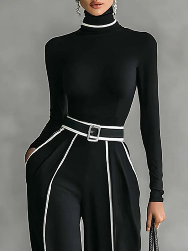 ELORA | HIGH-NECK TOP & WIDE-LEG PANTS SET
