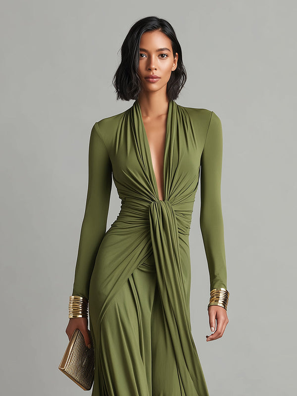 Valentine | Maxi Dress with V Neckline and Ruffles