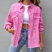 Cecilia | Distressed Oversized Denim Jacket for Women