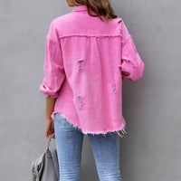Cecilia | Distressed Oversized Denim Jacket for Women