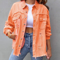 Cecilia | Distressed Oversized Denim Jacket for Women