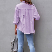 Cecilia | Distressed Oversized Denim Jacket for Women