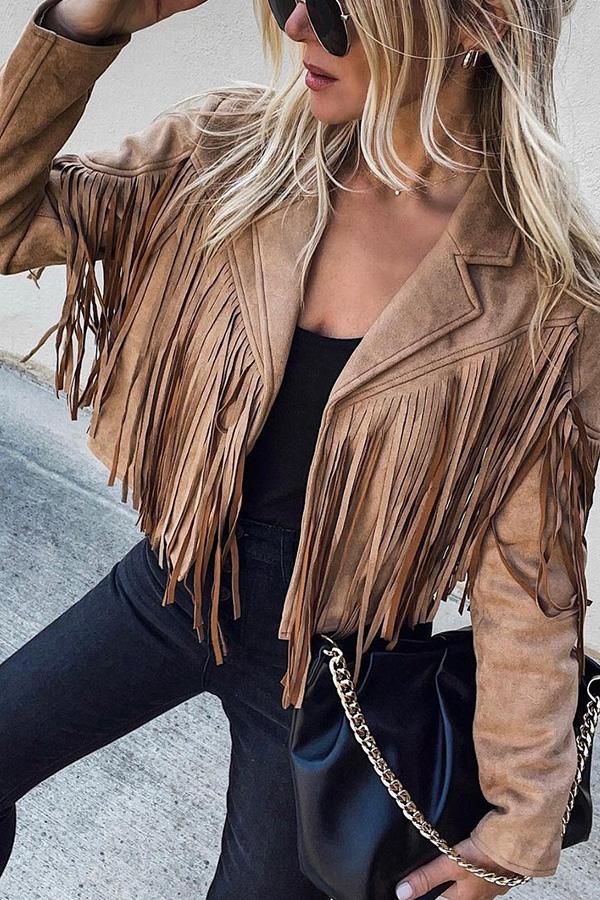 ALLIE | CROPPED FRINGE FAUX-SUEDE JACKET