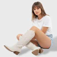 Women's Embroidered Suede Cowboy Boots