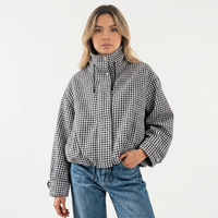 Cropped Plaid Zip Jacket