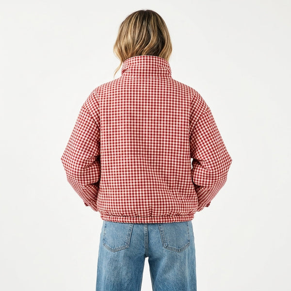 Cropped Plaid Zip Jacket