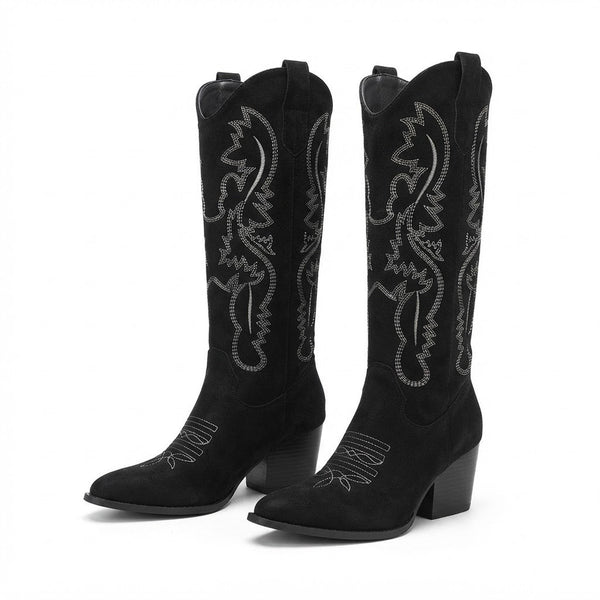 Women's Tall Embroidered Suede Cowboy Boots