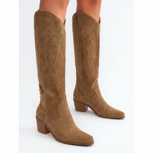 Women's Tall Embroidered Suede Cowboy Boots