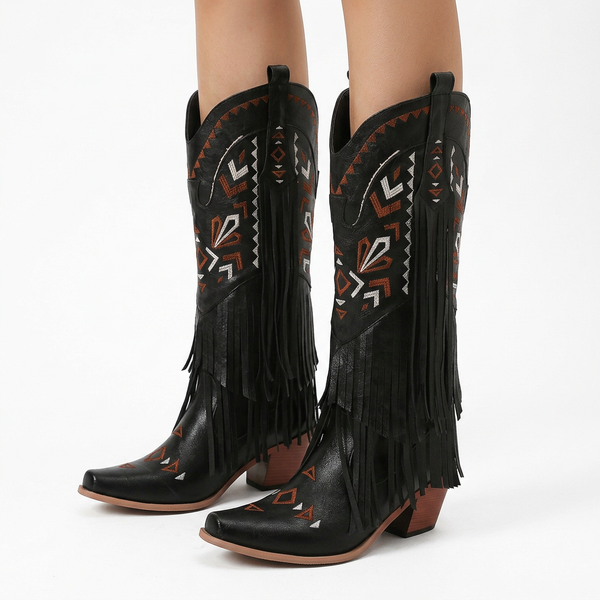 High-Heel Tassel Cowboy Boots