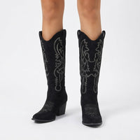 Women's Tall Embroidered Suede Cowboy Boots