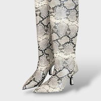 Women's Knee-High Leather Boots with Tapered Heel